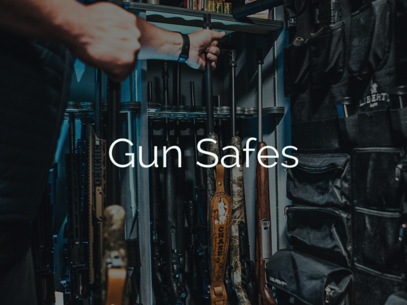 Open safe with firearms
