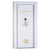 Rhino Metals in-swing vault door in a glossy white finish, showcasing a brass multi-spoke handle and reinforced steel frame for advanced security.