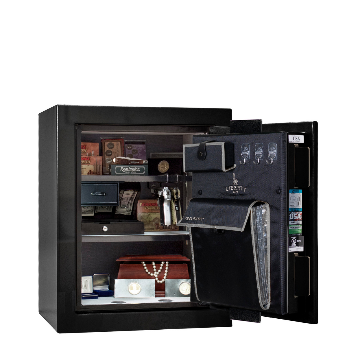 Premium Home Series | Level 7 Security | 2 Hour Fire Protection | 08 | Dimensions: 29.75&quot;(H) x 24.5&quot;(W) x 19&quot;(D) | Black Gloss Chrome - Open Door